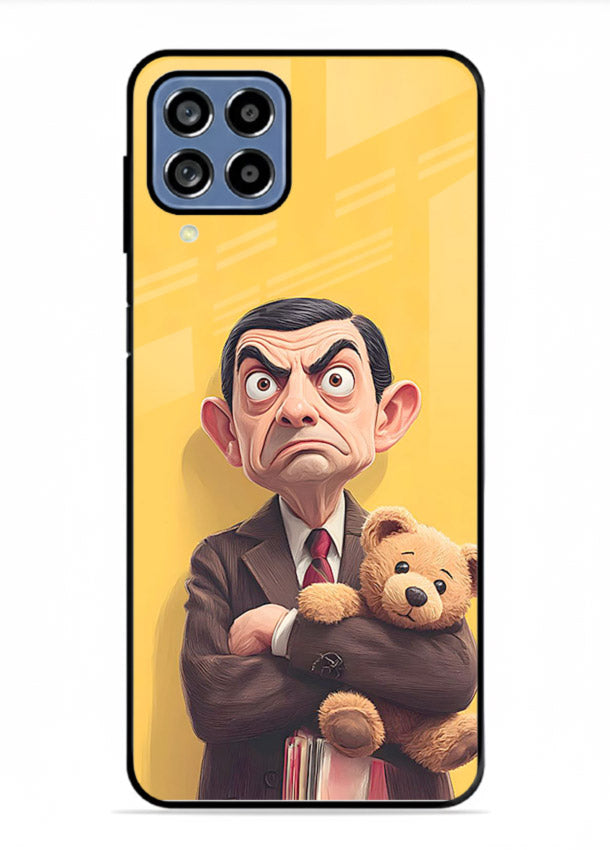 mr bean attitude cartoon art Samsung M33 5G glass cover funny retro character case