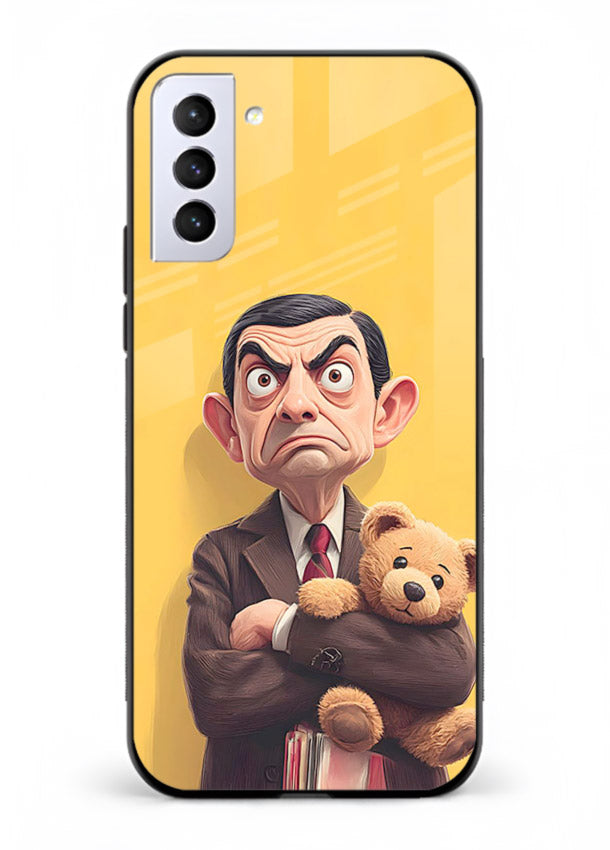 mr bean attitude cartoon art Samsung S21 Plus glass cover funny retro character case