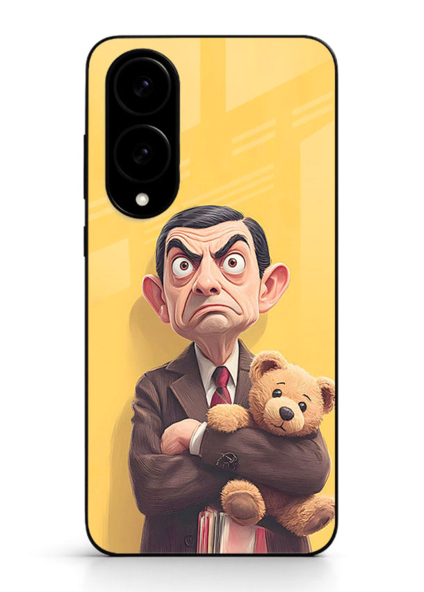 mr bean attitude cartoon art Samsung S25 Edge glass cover funny retro character case