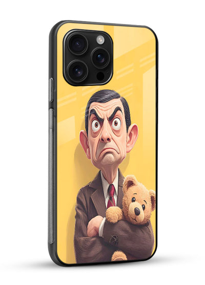 mr bean attitude cartoon art glossy vibrant premium glass cover funny retro character case - Angle Side