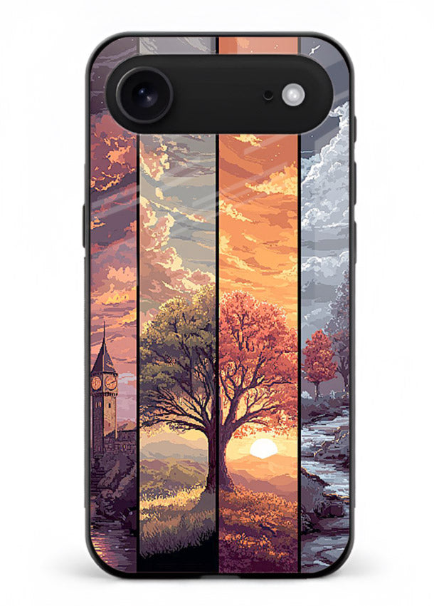 Multi-Panel Sunset aesthetic split-scene artwork iphone 18 air glass back cover