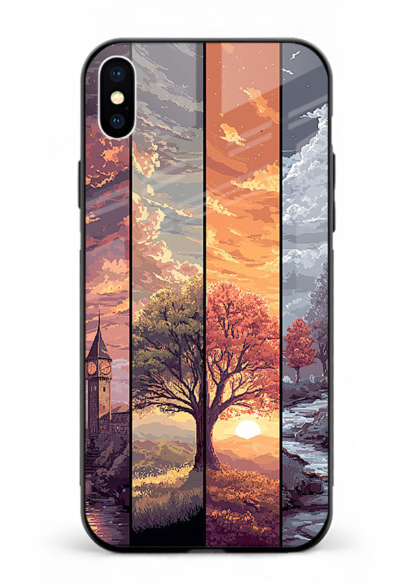 Multi-Panel Sunset aesthetic split-scene artwork iphone xs max glass back cover