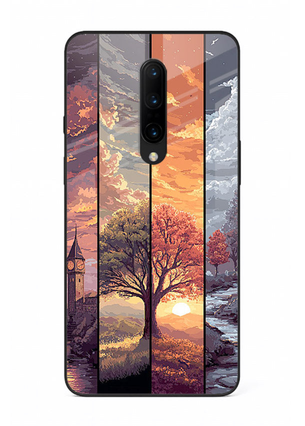 Multi-Panel Sunset aesthetic split-scene artwork OnePlus 7 Pro glass back cover