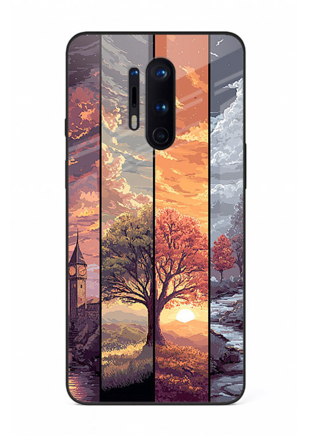 Multi-Panel Sunset aesthetic split-scene artwork OnePlus 8 Pro glass back cover