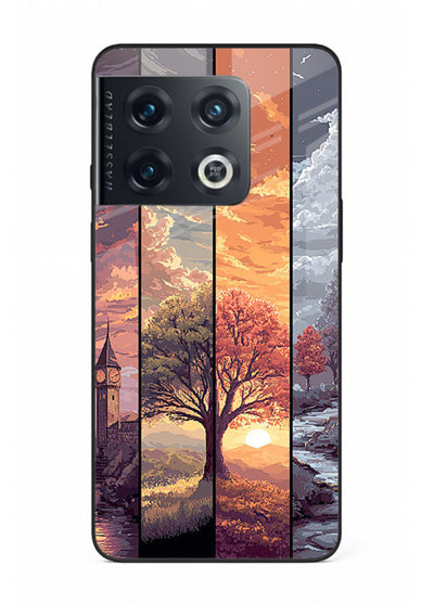 Multi-Panel Sunset aesthetic split-scene artwork OnePlus 10 Pro glass back cover