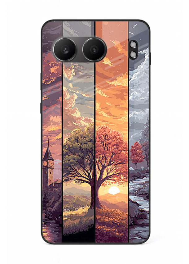 Multi-Panel Sunset aesthetic split-scene artwork OnePlus Nord 4 glass back cover