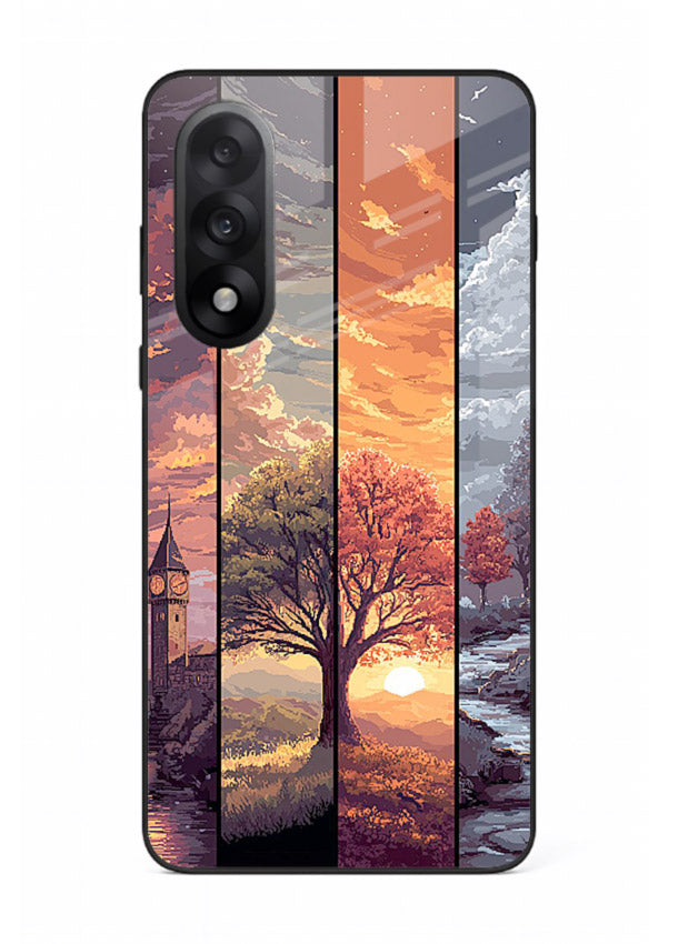 Multi-Panel Sunset aesthetic split-scene artwork OnePlus Nord 5 glass back cover