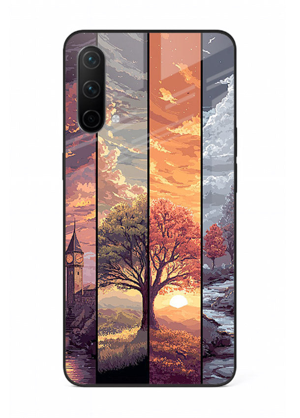 Multi-Panel Sunset aesthetic split-scene artwork OnePlus Nord CE 5G glass back cover