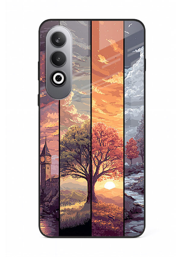 Multi-Panel Sunset aesthetic split-scene artwork OnePlus Nord CE4 glass back cover