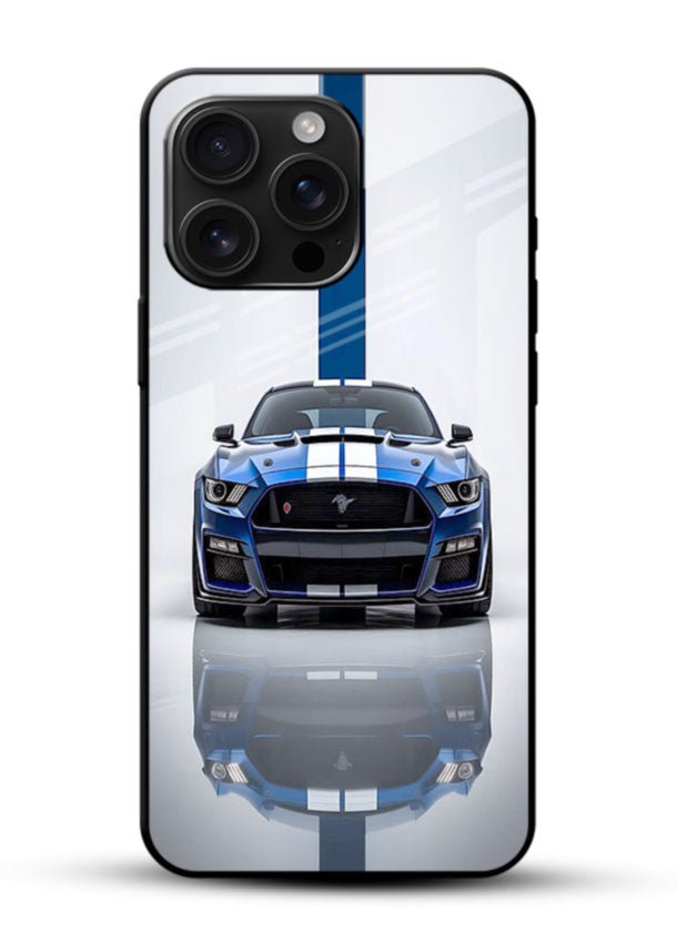 Blue Ford Mustang GT in minimal studio setup with performance styling - 1