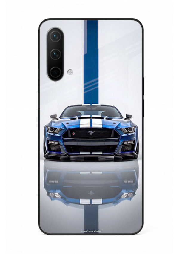 Blue Ford Mustang GT in minimal studio setup with performance styling for OnePlus Nord CE 5G