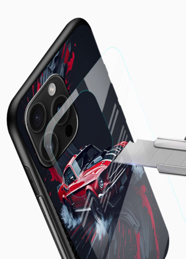 Classic Ford Mustang with red paint splash effect in dynamic motion design - 4