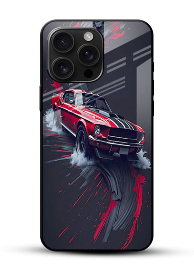Classic Ford Mustang with red paint splash effect in dynamic motion design - 1