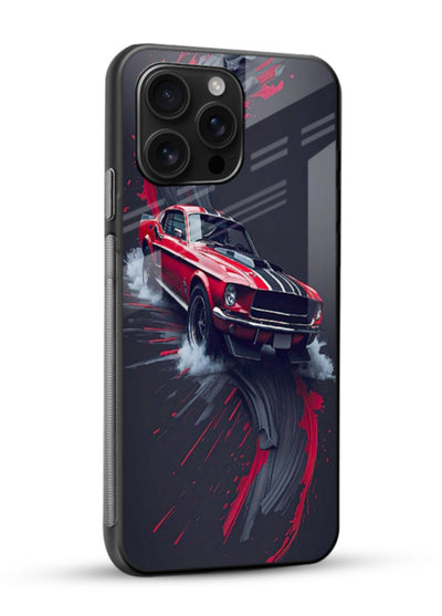Classic Ford Mustang with red paint splash effect in dynamic motion design - 2