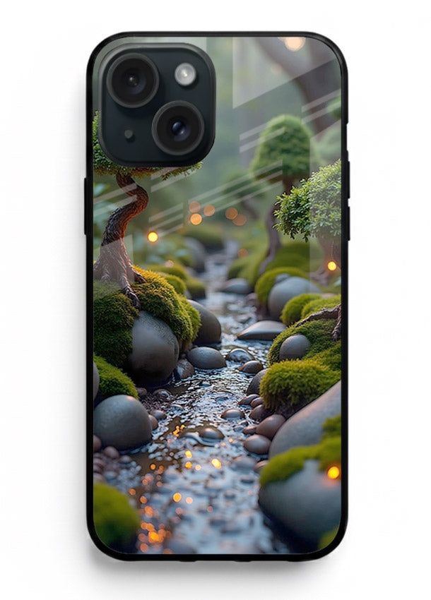 Mystic Bonsai Path enchanted bonsai forest artwork iphone 15 plus glass back cover