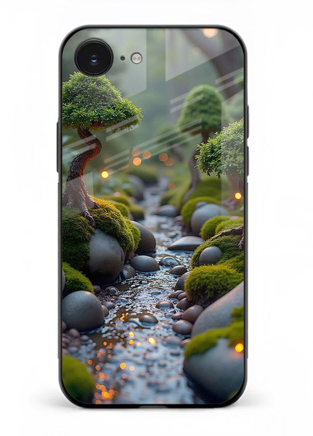 Mystic Bonsai Path enchanted bonsai forest artwork iphone 16e glass back cover