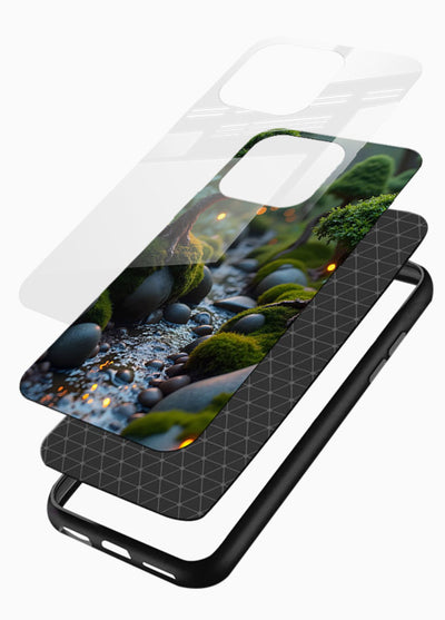 Mystic Bonsai Path enchanted bonsai forest artwork glossy vibrant premium glass back cover - Angle Layers
