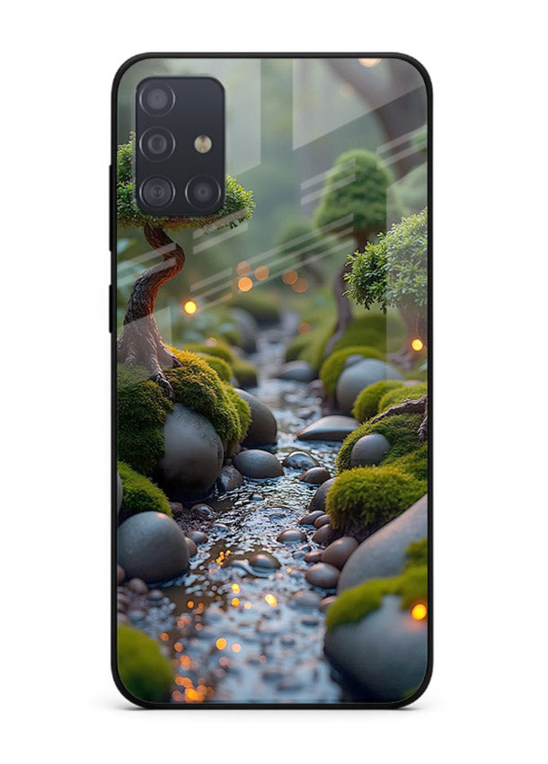 Mystic Bonsai Path enchanted bonsai forest artwork Samsung A71 glass back cover