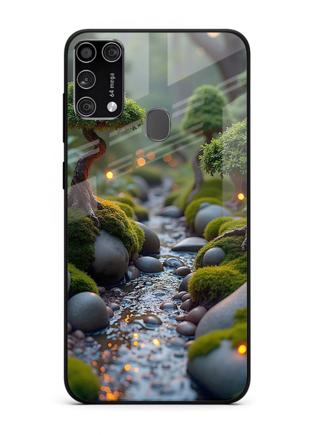 Mystic Bonsai Path enchanted bonsai forest artwork Samsung M31 Prime glass back cover