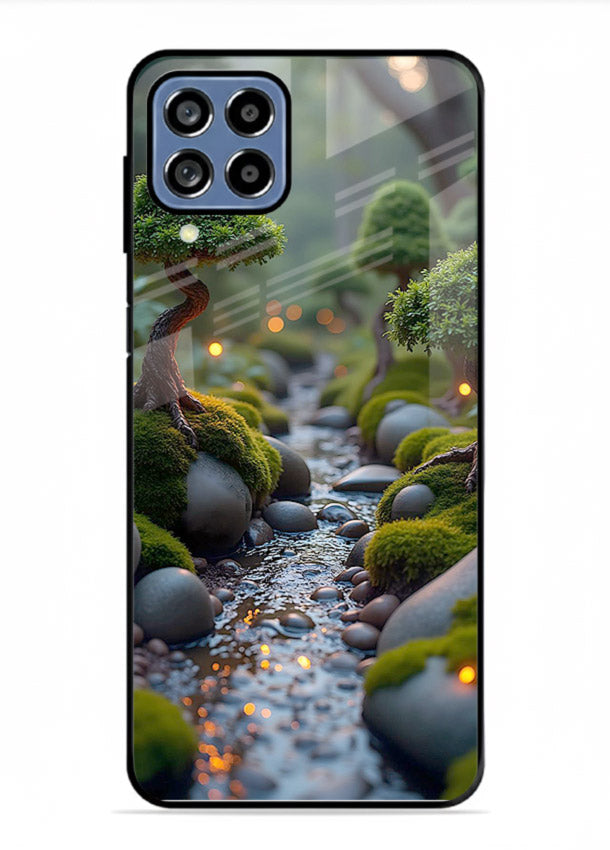 Mystic Bonsai Path enchanted bonsai forest artwork Samsung M53 5G glass back cover