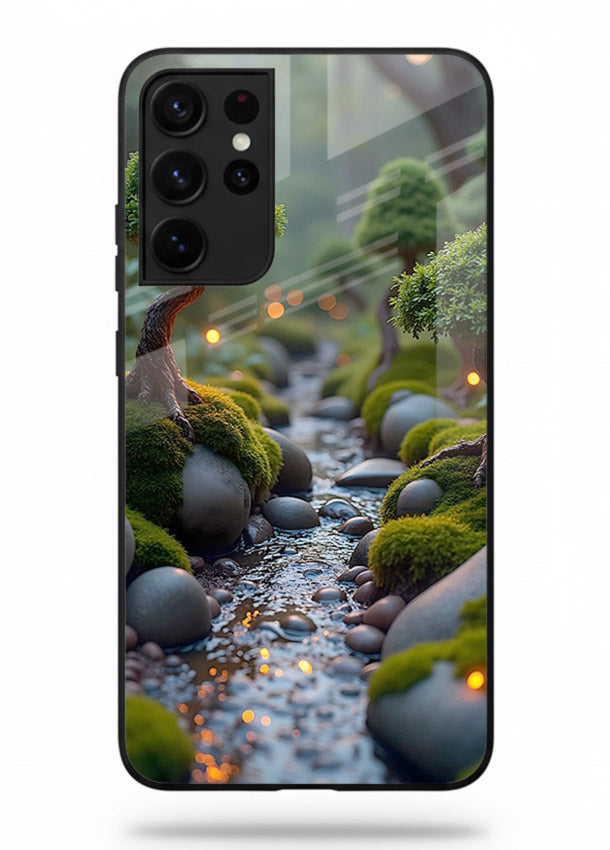 Mystic Bonsai Path enchanted bonsai forest artwork Samsung S21 Ultra glass back cover