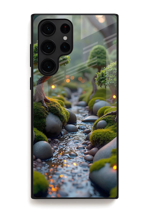 Mystic Bonsai Path enchanted bonsai forest artwork Samsung S25 Ultra glass back cover
