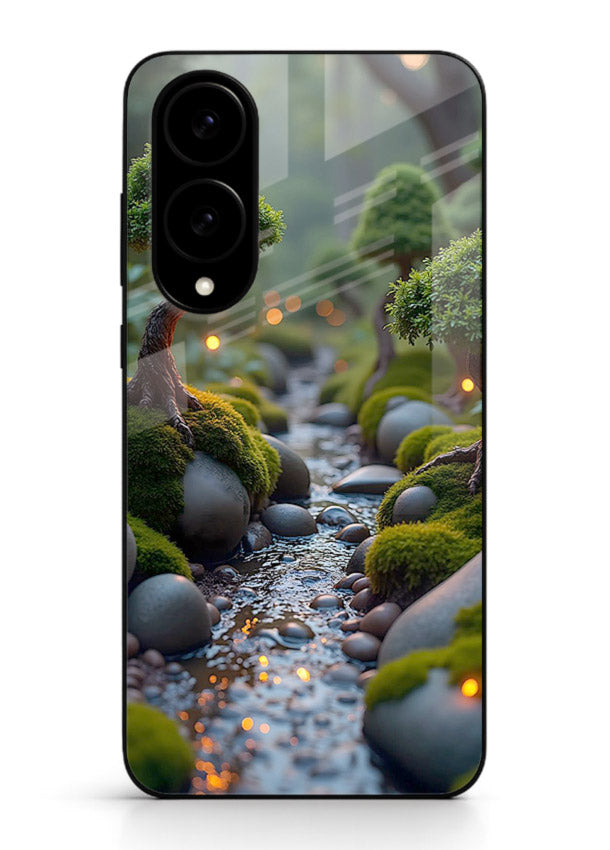 Mystic Bonsai Path enchanted bonsai forest artwork Samsung S25 Edge glass back cover