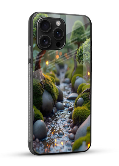 Mystic Bonsai Path enchanted bonsai forest artwork glossy vibrant premium glass back cover - Angle Side
