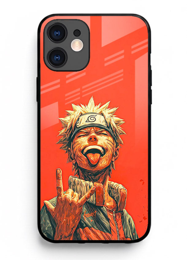 naruto fierce red bold anime art iphone 12 mini glass cover intense ninja expression case