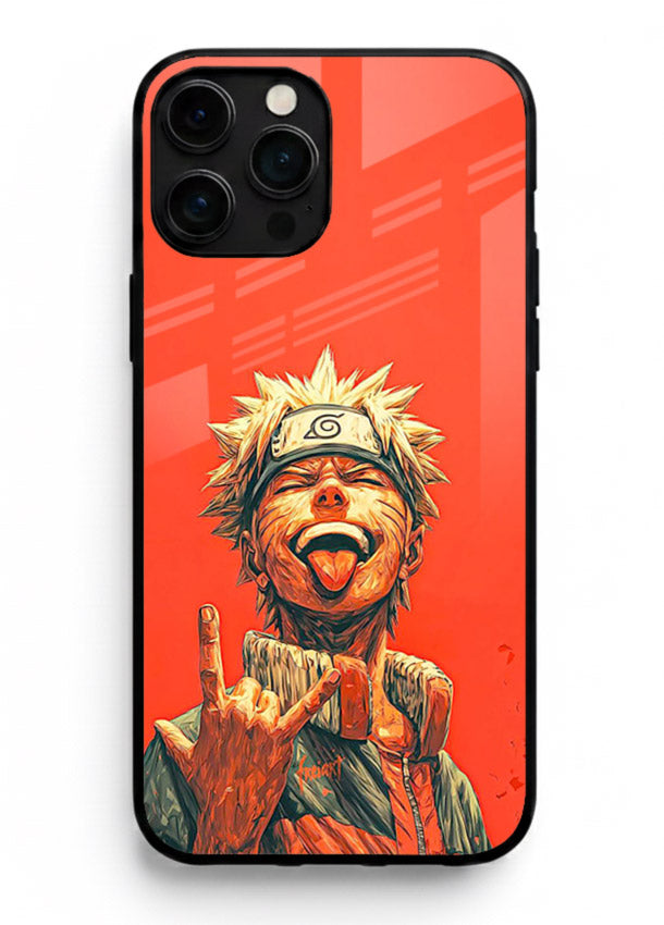 naruto fierce red bold anime art iphone 16 pro max glass cover intense ninja expression case