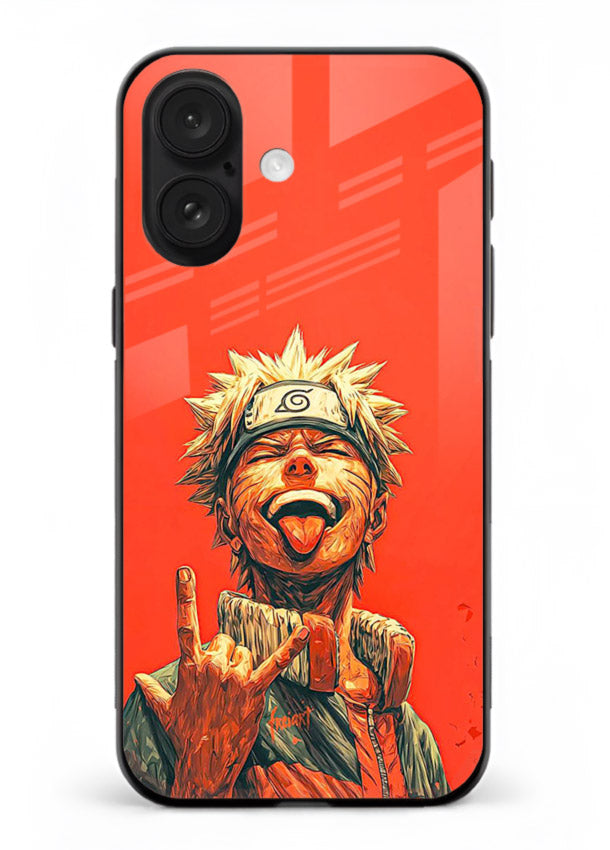 naruto fierce red bold anime art iphone 17 glass cover intense ninja expression case