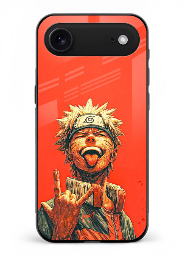 naruto fierce red bold anime art iphone 18 air glass cover intense ninja expression case