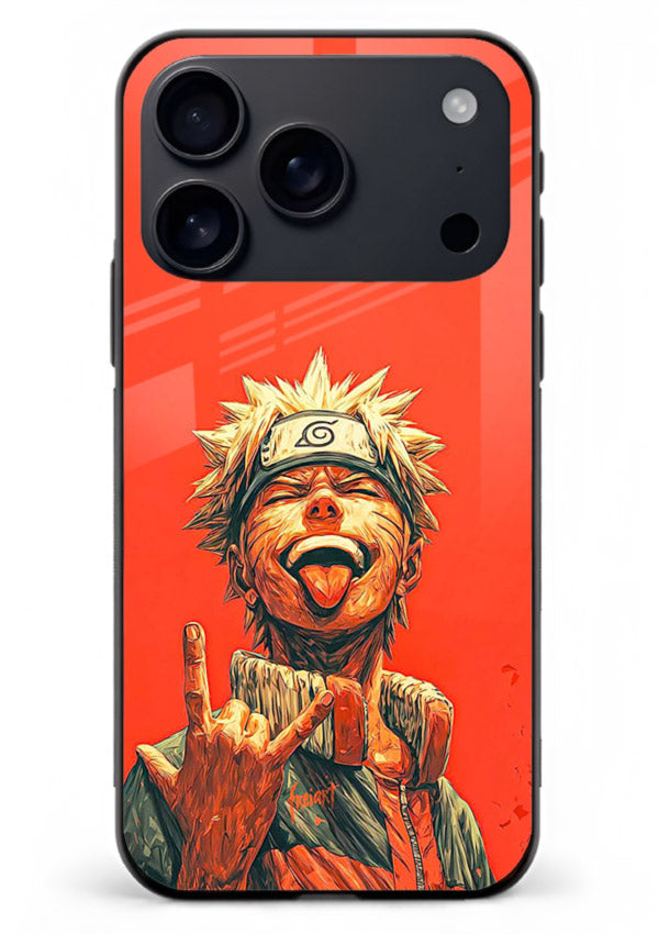 naruto fierce red bold anime art iphone 18 pro max glass cover intense ninja expression case