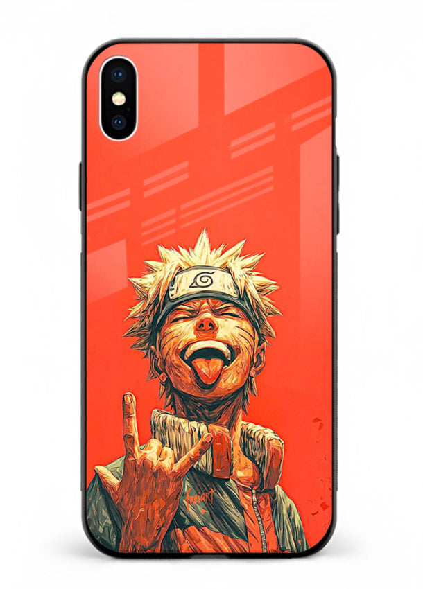naruto fierce red bold anime art iphone xs max glass cover intense ninja expression case