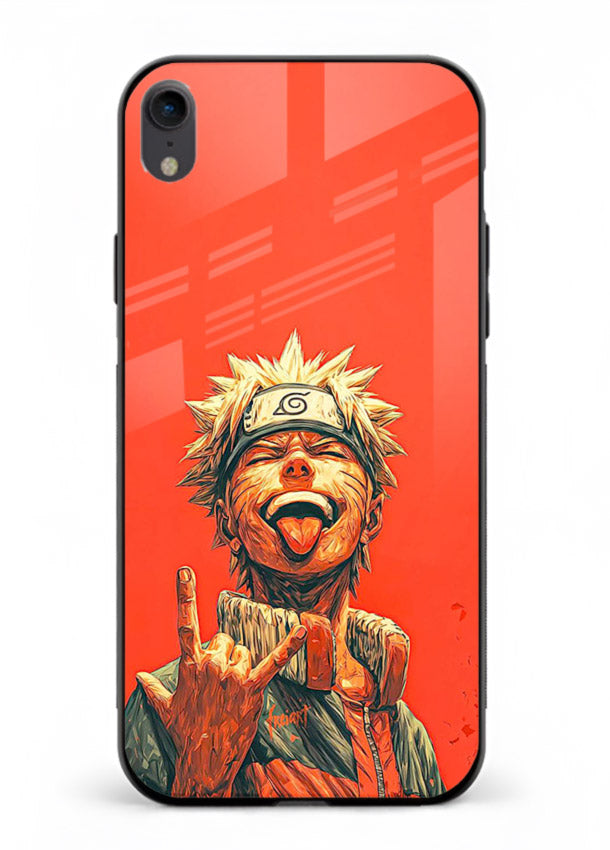 naruto fierce red bold anime art iphone xr glass cover intense ninja expression case
