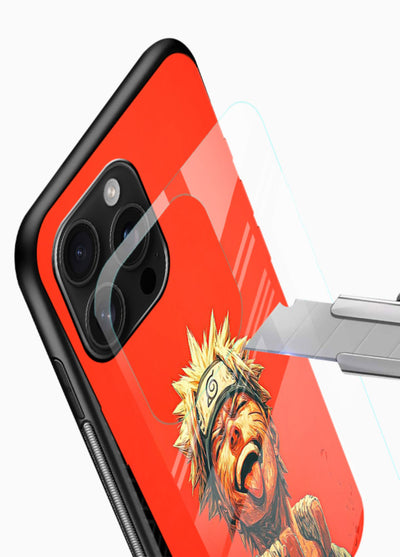 naruto fierce red bold anime art glossy vibrant premium glass cover intense ninja expression case - Angle Blade