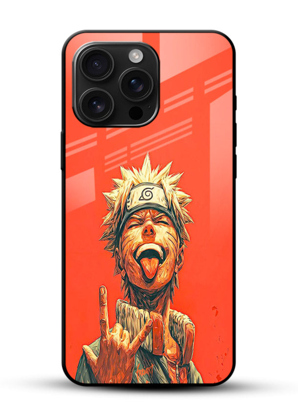 naruto fierce red bold anime art glossy vibrant premium glass cover intense ninja expression case - Angle Front
