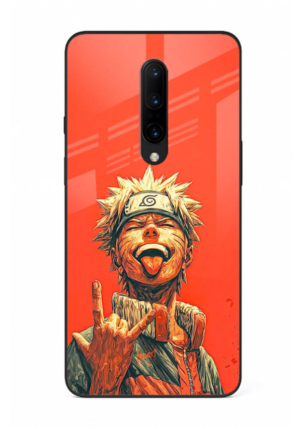 naruto fierce red bold anime art OnePlus 8 glass cover intense ninja expression case