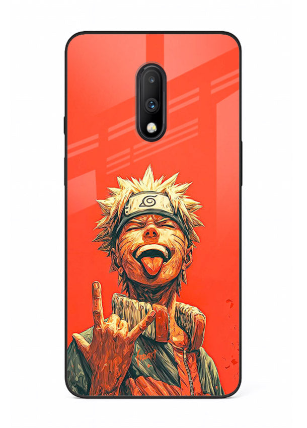naruto fierce red bold anime art OnePlus 7 glass cover intense ninja expression case