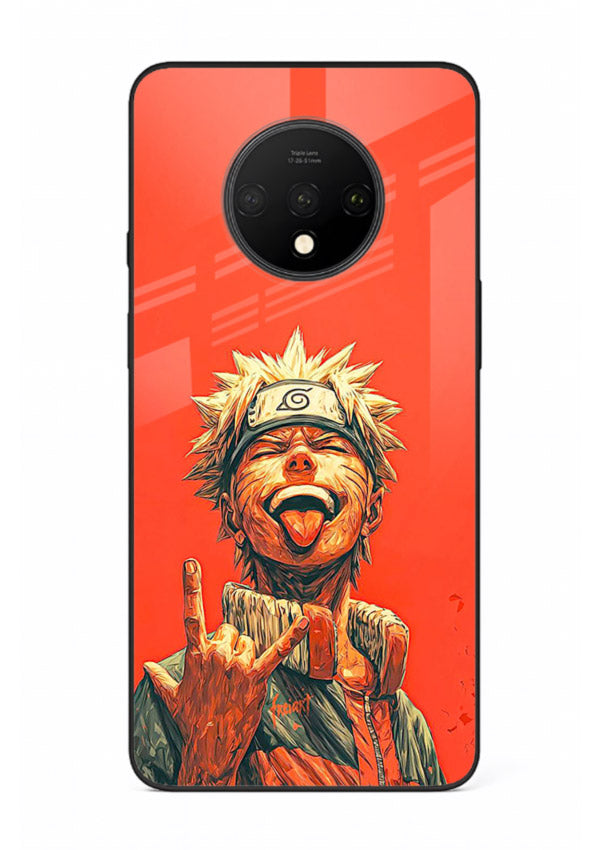 naruto fierce red bold anime art OnePlus 7T glass cover intense ninja expression case