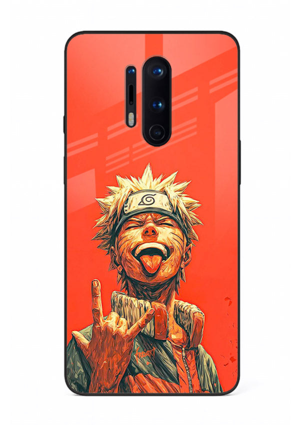 naruto fierce red bold anime art OnePlus 8 Pro glass cover intense ninja expression case