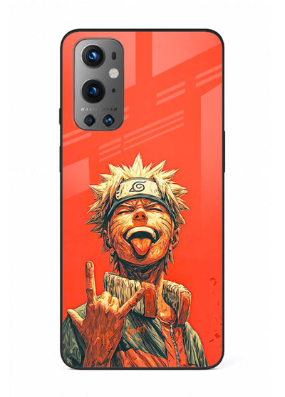 naruto fierce red bold anime art OnePlus 9 glass cover intense ninja expression case