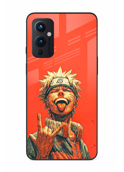 naruto fierce red bold anime art OnePlus 9 Pro glass cover intense ninja expression case