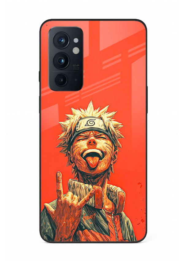 naruto fierce red bold anime art OnePlus 9RT glass cover intense ninja expression case