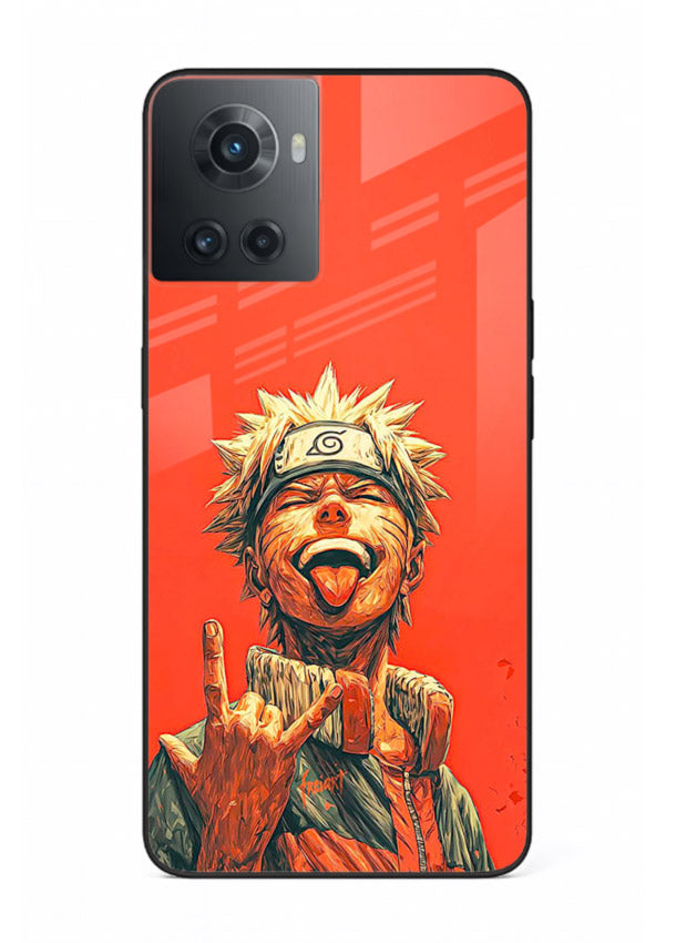 naruto fierce red bold anime art OnePlus 10R glass cover intense ninja expression case