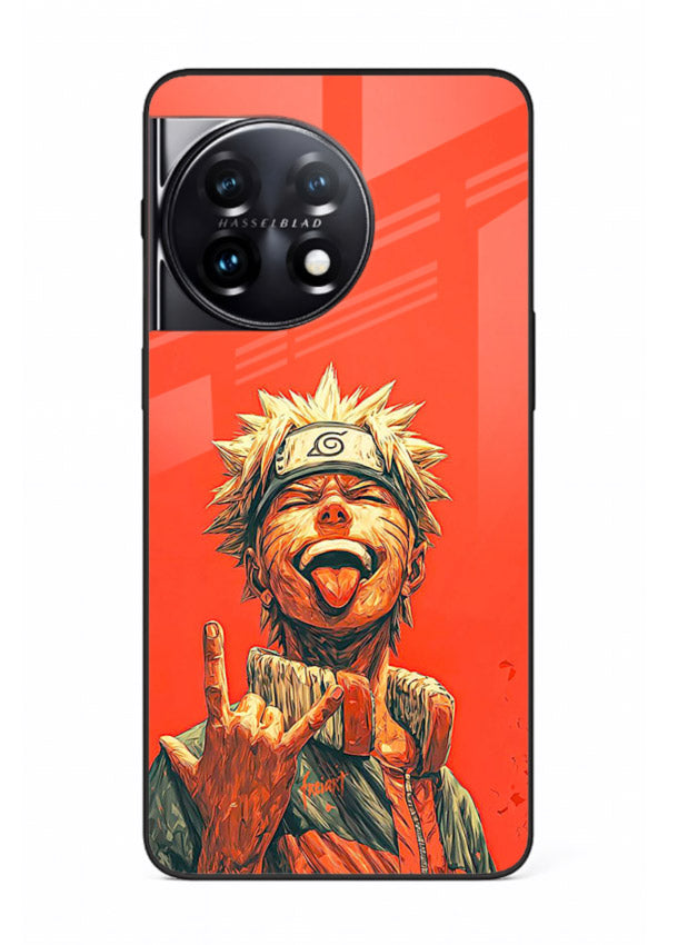 naruto fierce red bold anime art OnePlus 11 glass cover intense ninja expression case