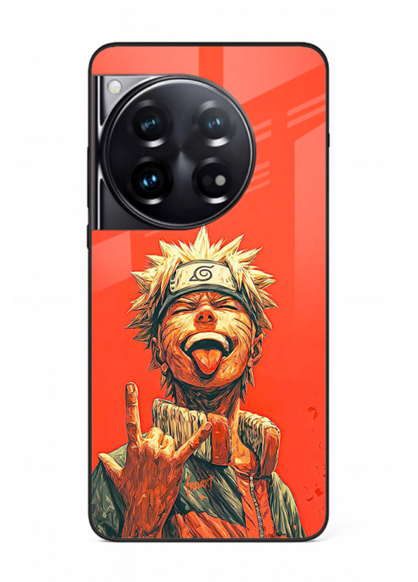 naruto fierce red bold anime art OnePlus 12 glass cover intense ninja expression case
