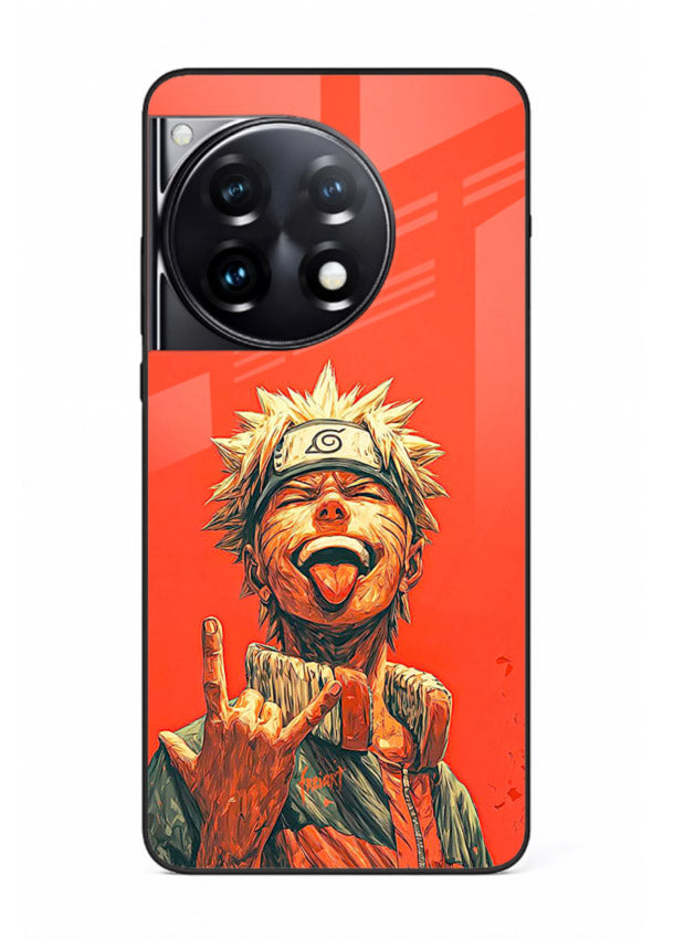 naruto fierce red bold anime art OnePlus 12R glass cover intense ninja expression case