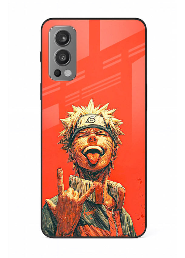 naruto fierce red bold anime art OnePlus Nord 2 glass cover intense ninja expression case