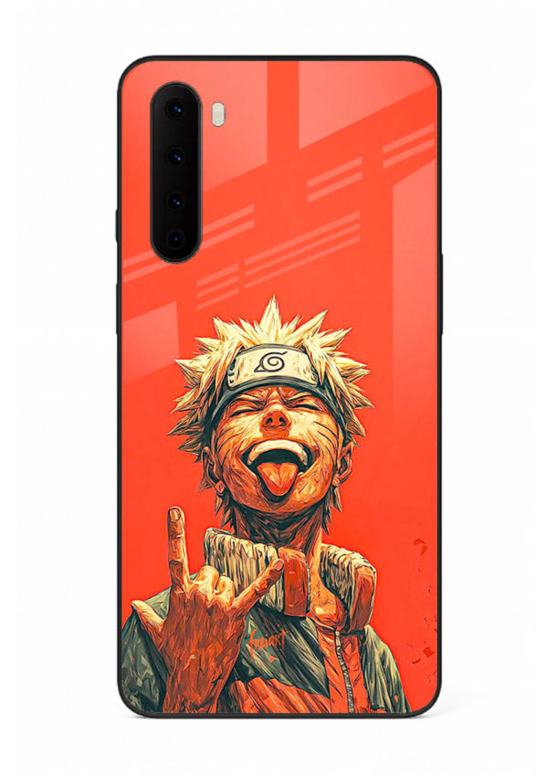 naruto fierce red bold anime art OnePlus Nord glass cover intense ninja expression case
